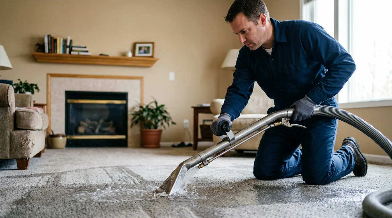 Water damage restoration technician working near Changewater, NJ